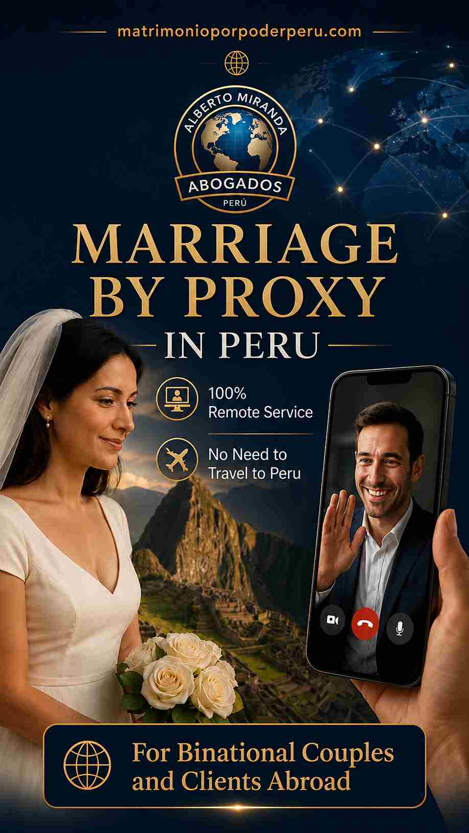 Marriage by proxy in Peru from abroad with Dr. Alberto Miranda